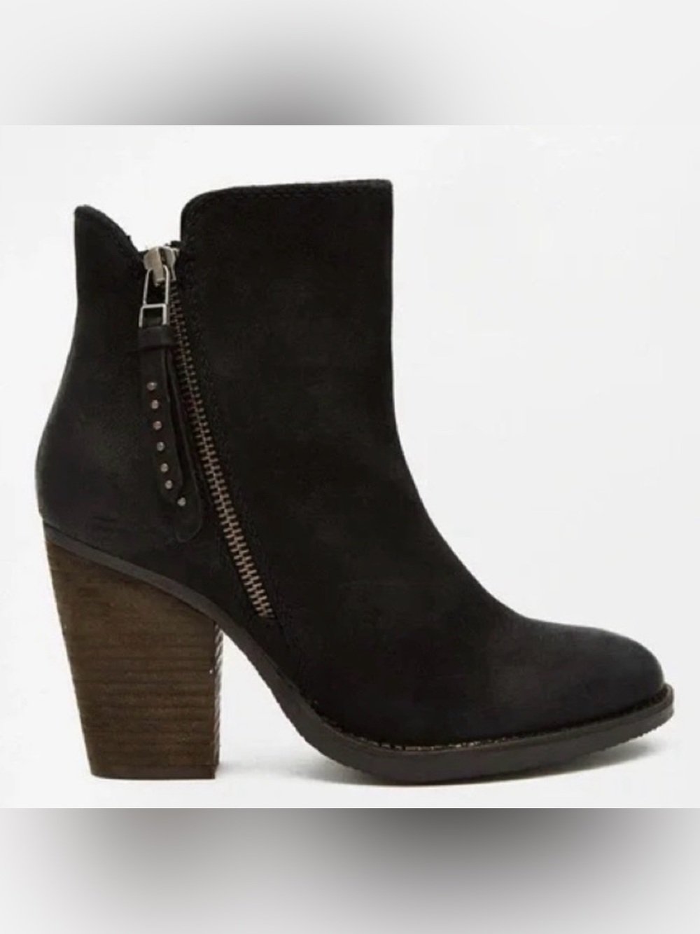 Steve Madden Ryatt Suede Block Heel Ankle Boots 8.5 Black